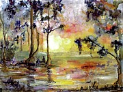 Magic Wetland Sunrise Morning Painting by Ginette Callaway