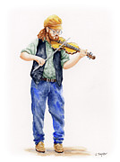 Main Street Minstrel 1 Painting by Lori Taylor