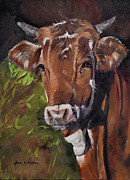 Maisy the Cow- Brown Cow - Moo Painting by Jan Dappen Maisy the Cow- Brown Cow - Moo Painting by Jan Dappen