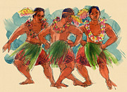 Male Dancers of Lifuka, Tonga Painting by Judith Kunzle