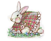 Mamma Bunny and Baby Painting by Follow Themoonart