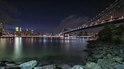 Manhattan Bridge Twinkles at Night Photograph by Alissa Beth Photography