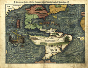 Map Of The Americas 1550 Photograph by Photo Researchers