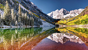 Sunrise at Maroon Bells Lake Autumn Aspen Trees in The Rocky Mountains Near Aspen Colorado Photograph by Lena Owens Sunrise at Maroon Bells Lake Autumn Aspen Trees in The Rocky Mountains Near Aspen Colorado Photograph by Lena Owens