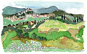 Medieval Magic -  Montecampano  Southern Umbria Painting by Joan Cordell