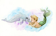 Merboy Kiss Painting by Lauren Heller