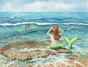 Mermomma of Two Painting by Michelle Constantine