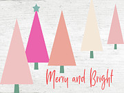 Merry and Bright Trees- Art by Linda Woods Mixed Media by Linda Woods