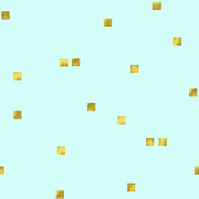 Metallic square confetti print, gold squares on aqua Digital Art by Tina Lavoie