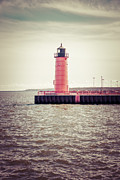 Milwaukee Pierhead Lighthouse Retro Vintage Picture Photograph by Paul Velgos Milwaukee Pierhead Lighthouse Retro Vintage Picture Photograph by Paul Velgos