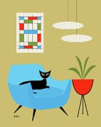 Mini Abstract with Turquoise Chair Digital Art by Donna Mibus