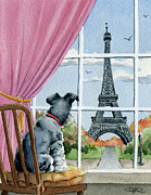 Miniature Schnauzer in Paris Painting by David Rogers