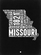 Missouri Black and white Word Cloud Map Digital Art by Naxart Studio