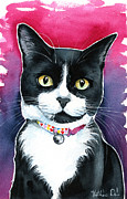 Mittens - Tuxedo Cat Portrait Painting by Dora Hathazi Mendes
