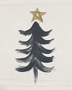 Modern Primitive Black and Gold Tree 1- Art by Linda Woods Painting by Linda Woods