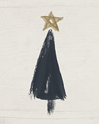 Modern Primitive Black and Gold Tree 3- Art by Linda Woods Painting by Linda Woods