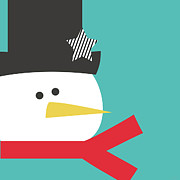 Modern Snowman With Star- Art by Linda Woods Digital Art by Linda Woods