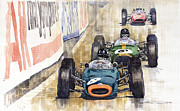 Monaco GP 1964 BRM Brabham Ferrari Painting by Yuriy Shevchuk
