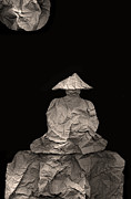 Monk Meditates Under Full Moon Photograph by Peter Cutler