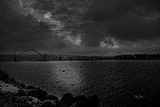 Moon over Bay night Photograph by Bill Posner
