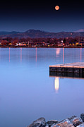 Moonset Over Sloan's Lake Photograph by John De Bord