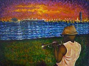 Music Man in the LBC Painting by Amelie Simmons