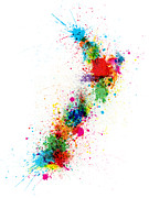 New Zealand Paint Splashes Map Digital Art by Michael Tompsett