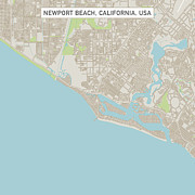 Newport Beach California US City Street Map Digital Art by Frank Ramspott