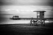 Newport Pier and Lifeguard Tower in Black and White Photograph by Paul Velgos Newport Pier and Lifeguard Tower in Black and White Photograph by Paul Velgos
