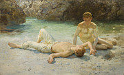 Noonday Heat Painting by Henry Scott Tuke