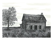Old Forgotten Farmhouse in Early December Drawing by Jonathan Baldock