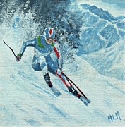 Olympic Downhill Skier Painting by ML McCormick