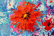 Orange Flower Daisy Modern floral impressionistic palette knife work Painting by Patricia Awapara