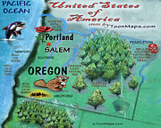 Oregon Fun Map Digital Art by Kevin Middleton