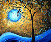 Orginal Abstract Landscape Painting BLUE FIRE by MADART Painting by Megan Aroon Orginal Abstract Landscape Painting BLUE FIRE by MADART Painting by Megan Aroon