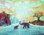 Original Elephant Painting- Love Makes The World Go Round Painting by Ashleigh Dyan Bayer Original Elephant Painting- Love Makes The World Go Round Painting by Ashleigh Dyan Bayer