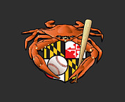 Oriole Baseball Crab Maryland Crest Digital Art by Joe Barsin
