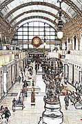 Orsay Museum Interior Paris France Colored Pencil Digital Sketch Digital Art by Shawn O'Brien