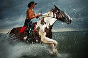 Paint horse running in the water Photograph by Dimitar Hristov