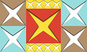 Paper Squares - 1-2-4 - Brown Yellow Red Blue Digital Art by Jason Freedman