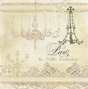 Parchment Paris - City of Light Chandelier Candelabra Chalk Painting by Audrey Jeanne Roberts