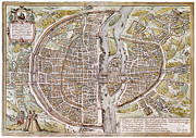 Paris Map, 1581 Photograph by Granger