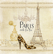 Paris - Ooh la la Fashion Eiffel Tower Chandelier Perfume Bottle Painting by Audrey Jeanne Roberts