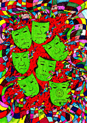Party Of Seven Drawing by Teddy Campagna