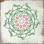  Peace Love Joy Wreath- Art by Linda Woods Mixed Media by Linda Woods