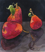 Pears in Reflection Painting by Maria Hunt