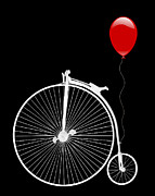 Penny Farthing With Red Balloon On Black Photograph by Gill Billington