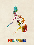 Philippines Watercolor Map Digital Art by Michael Tompsett