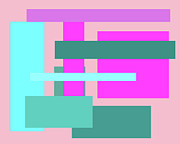 Pink And Blue Blocks Abstract Digital Art by Kathy K McClellan