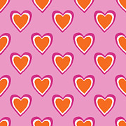 Pink And Orange Hearts- Art by Linda Woods Mixed Media by Linda Woods